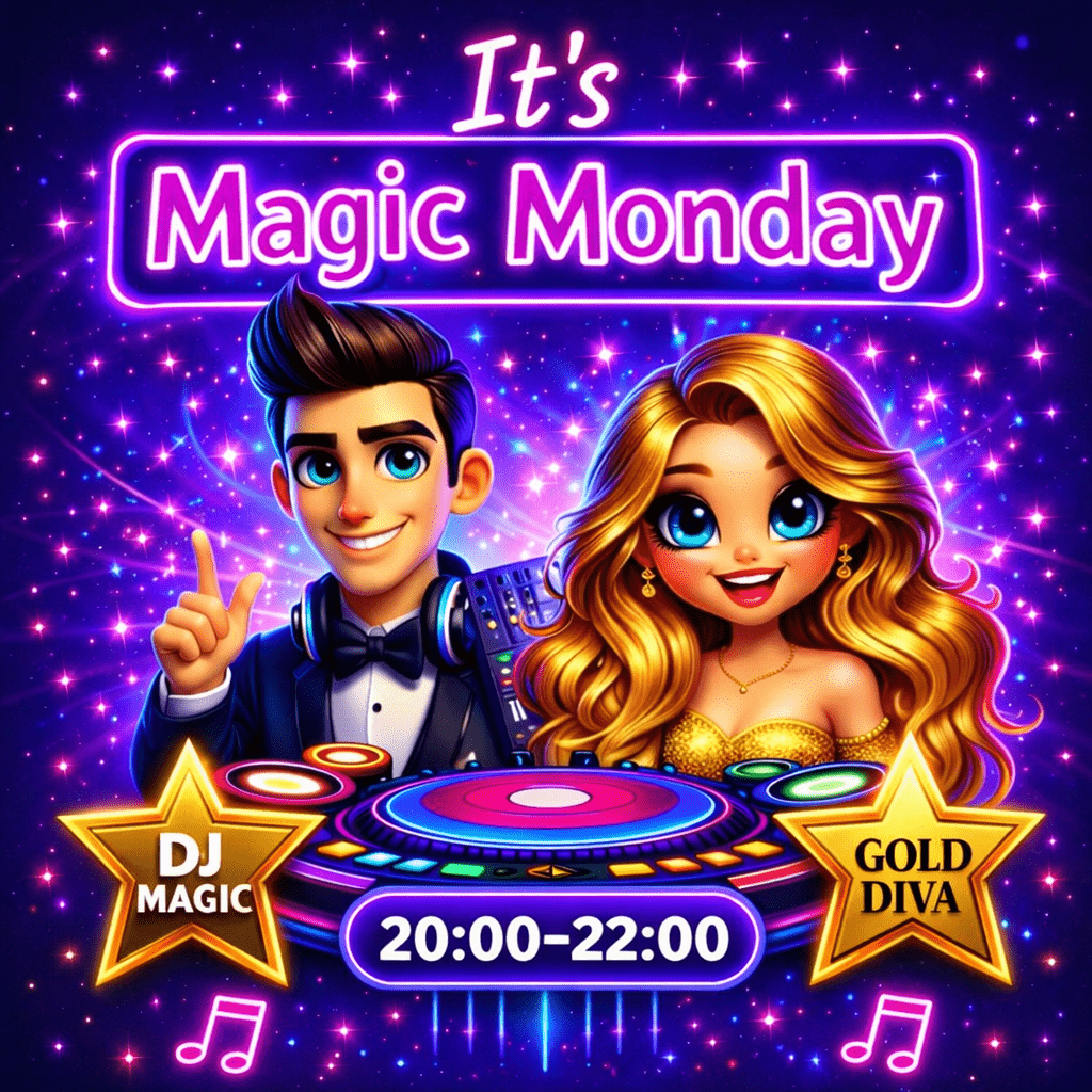 DJ Magic en Gold Diva tijdens It’s Magic Monday in neonstijl.