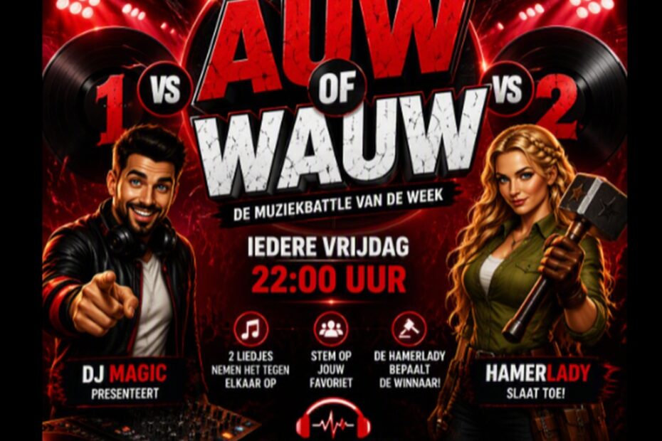 Auw of Wauw op ChatHotelRadio waarbij twee nummers het tegen elkaar opnemen en luisteraars stemmen op hun favoriete nummer tijdens de wekelijkse muziekbattle.
